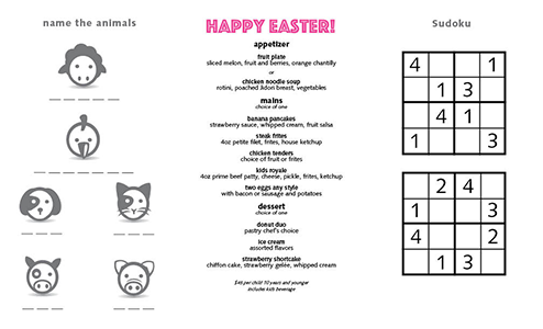 Easter Kids menu menu
